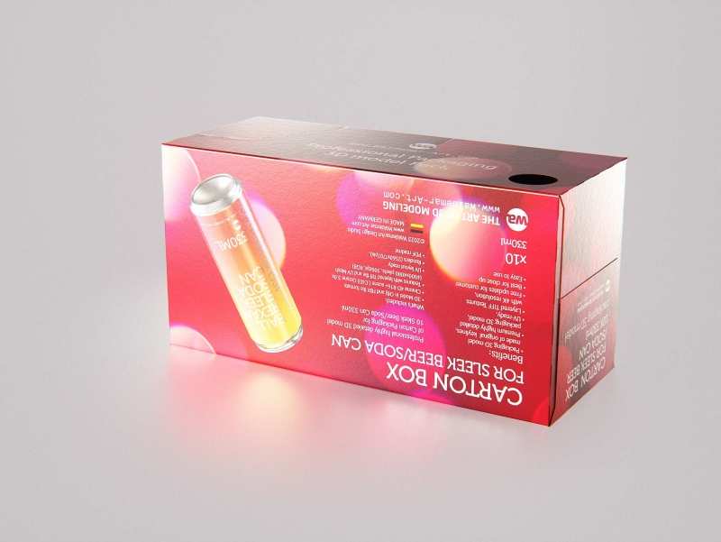 Premium Packaging 3D Model of carton box for 10x330ml Sleek Soda Can  