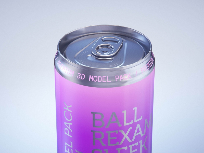 Premium packaging 3D Model of 6x350ml/355ml Sleek Soda Cans in Shrink Film Wrap