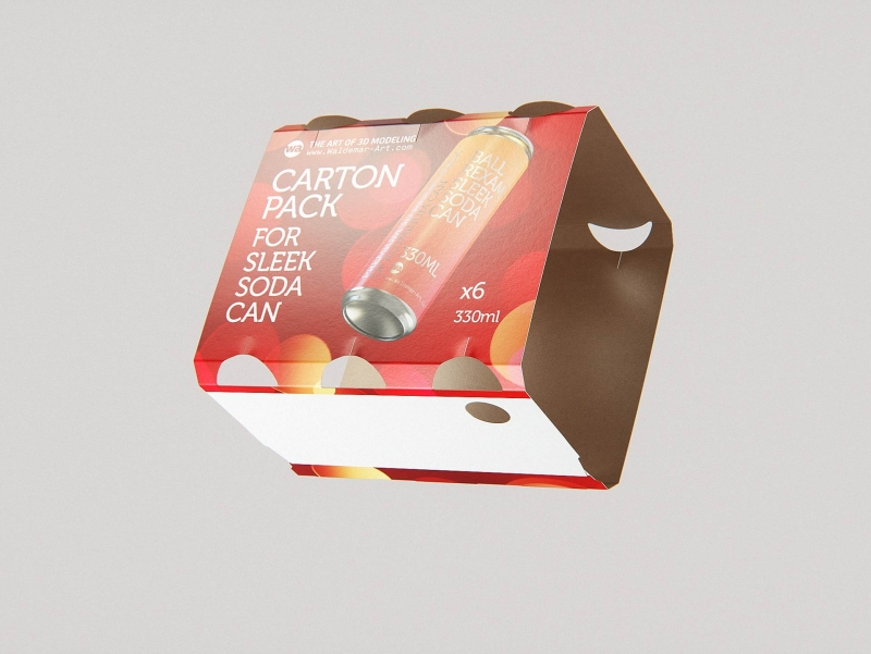 Premium Packaging 3D Model of carton pack for 6x330ml Sleek Beer/Soda Can  