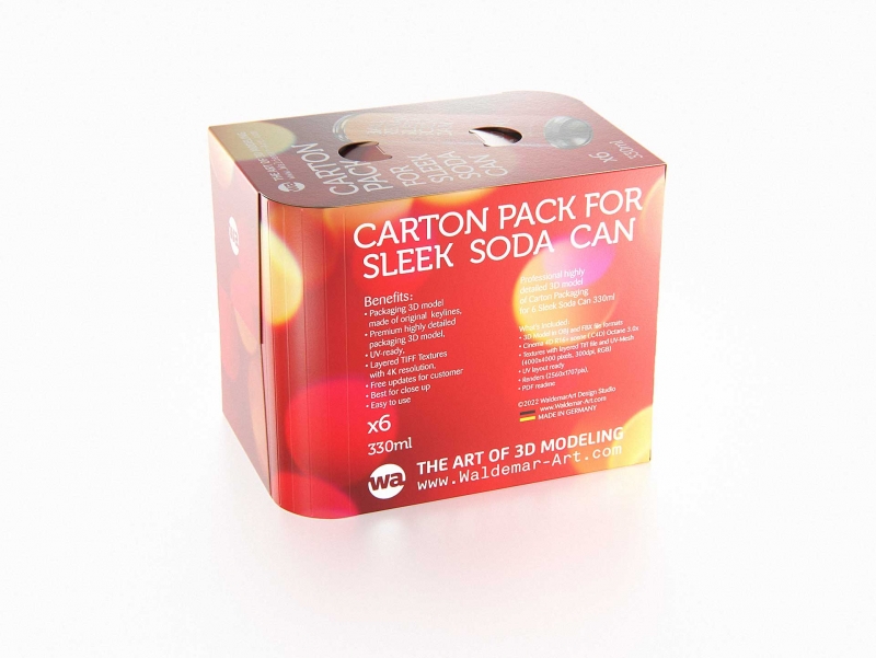 Premium Packaging 3D Model of carton box for 6x330ml Sleek Beer/Soda Can  