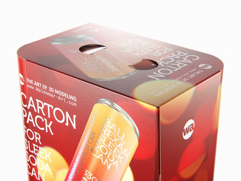Premium Packaging 3D Model of carton box for 6x330ml Sleek Beer/Soda Can  