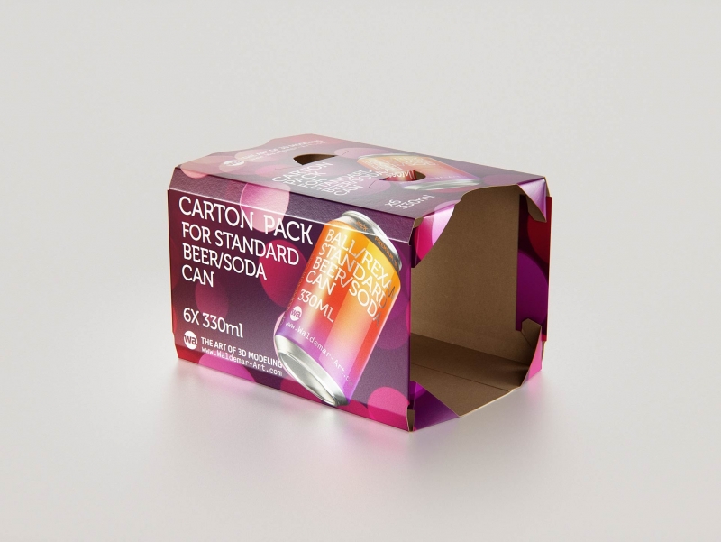 Premium Packaging 3D Model of carton package for 6x330ml Standard Beer/Soda Can