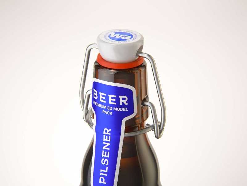 Beer glass bottle 330ml 3d model with Swing Top closure