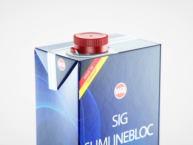 SIG SlimlineBloc 1000ml with tethered cap SwiftCap premium carton packaging 3D model