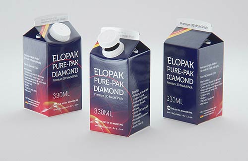 Elopak Pure-Pak Diamond Curve Slim 500ml Premium packaging 3D model