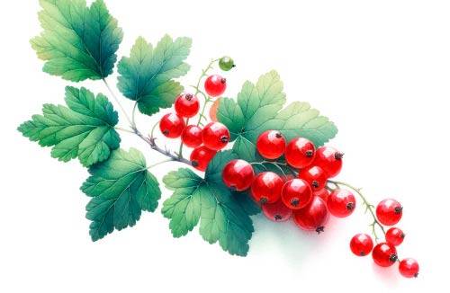 Premium Digital Watercolor Illustrations featuring three cherries on a white background