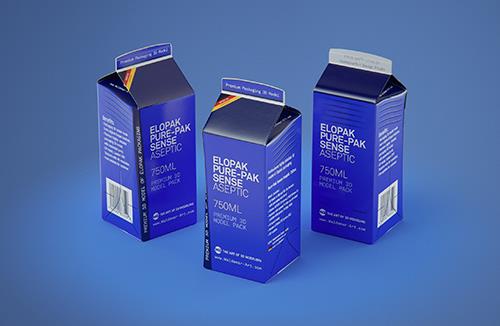 SIG CombiBloc Small 330ml with perforation and a straw hole packaging 3D model pak