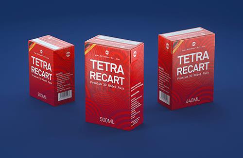 Tetra Brick Base Leaf 250ml with a Straw packaging 3d model pak