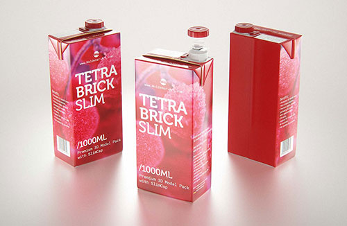 Package Mock-Up of Tetra Pack Brick Aseptic 1000ml with LightCap30 Front View