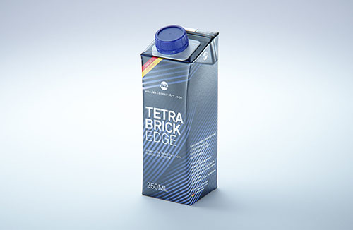 Premium packaging 3d model of Tetra Pack Prisma EDGE 500ml with tethered cap DreamCap 26 Pro