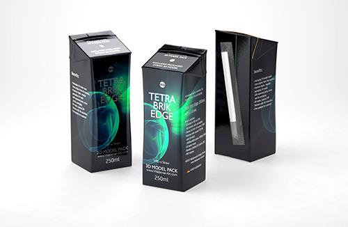 Premium carton packaging 3D model of Elopak Pure-Pak Sense Linea 750ml with tethered cap TwistFlip 29