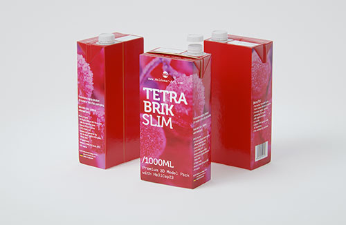 Tetra Top Base 1000ml with tethered cap C38Pro premium carton packaging 3d model