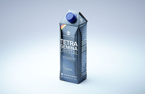 Premium carton packaging 3D model of Elopak Pure-Pak Sense Linea 750ml with tethered cap TwistFlip 34