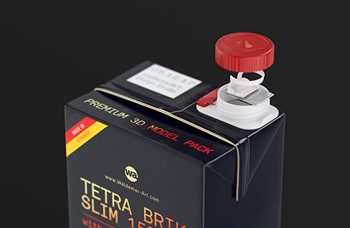 Tetra Pack Gemina Aseptic 1000ml Square Package MockUp with StreamCap Side View