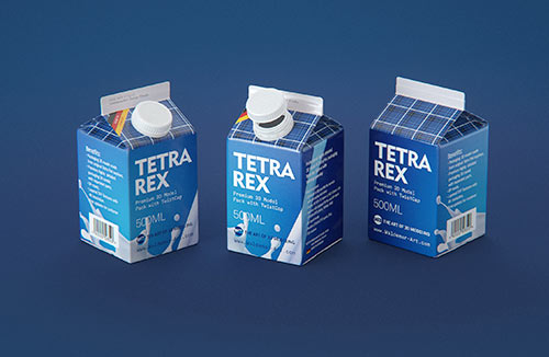 Tetra Pack Brick EDGE 500ml Premium packaging 3D model pak with WingCap 30 closer