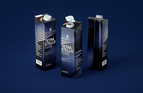 Tetra Pack Gemina Aseptic 1000ml Square Package MockUp with StreamCap Side View