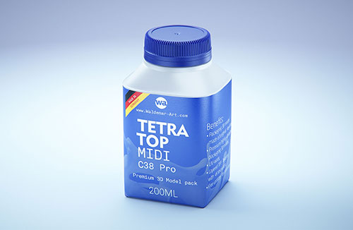 PSD Mockup of Tetra Pack Prisma 1000ml Side View