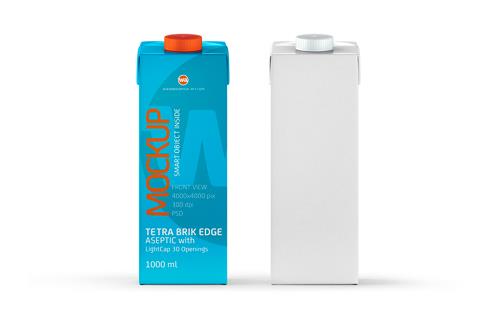 Packaging MockUp of Tetra Pack Brick Mid Aseptic 1000ml with FlexiCap Front-Side View