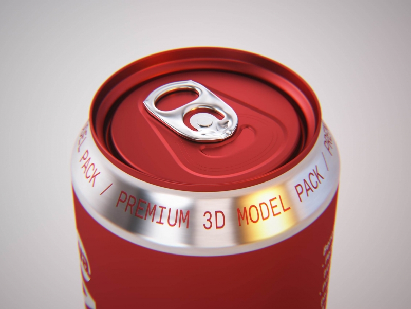 Premium packaging 3D Model of 4x500ml Standard Beer/Soda Cans in Shrink Film Wrap