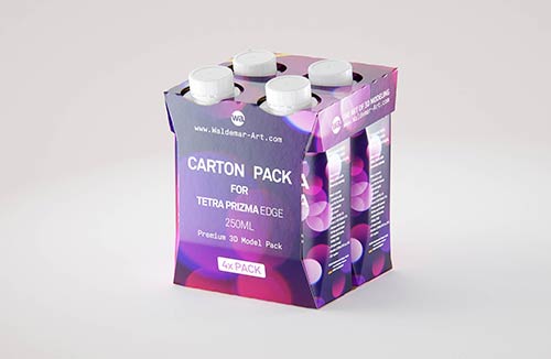 Premium Packaging 3D Model of carton package for 4x200ml Tetra Prisma Edge