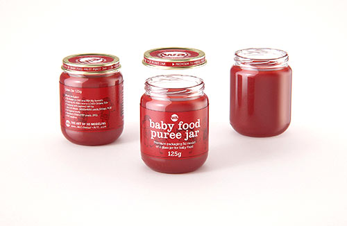 Baby food puree glass jar 250g wide packaging 3d model