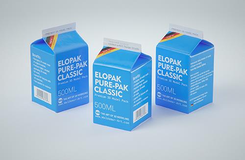 Elopak Pure-Pak Classic 1000ml Photoshop Mockup - Side view
