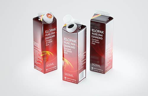 Packaging Mockup of Elopak Pure-Pak Classic-Curve 1000ml - Side view