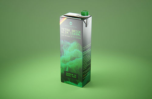 Premium carton packaging 3D model of Elopak Pure-Pak Sense 1000ml with tethered cap TwistFlip 34