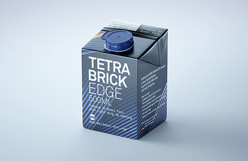 Premium packaging 3d model of Tetra Pack Prisma Square 330ml with tethered cap DreamCap 26 Pro