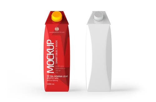 Packaging MockUp of Tetra Pack Evero Aseptic Base-D 1000ml with OrionTop-O38A Front View
