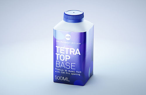 Tetra Pack Prisma Square 750ml Premium 3d model pak with HeliCap closure