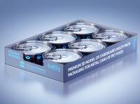 Premium 3D model of cardboard multi-pack packaging for 6x85g metal cans of pet food